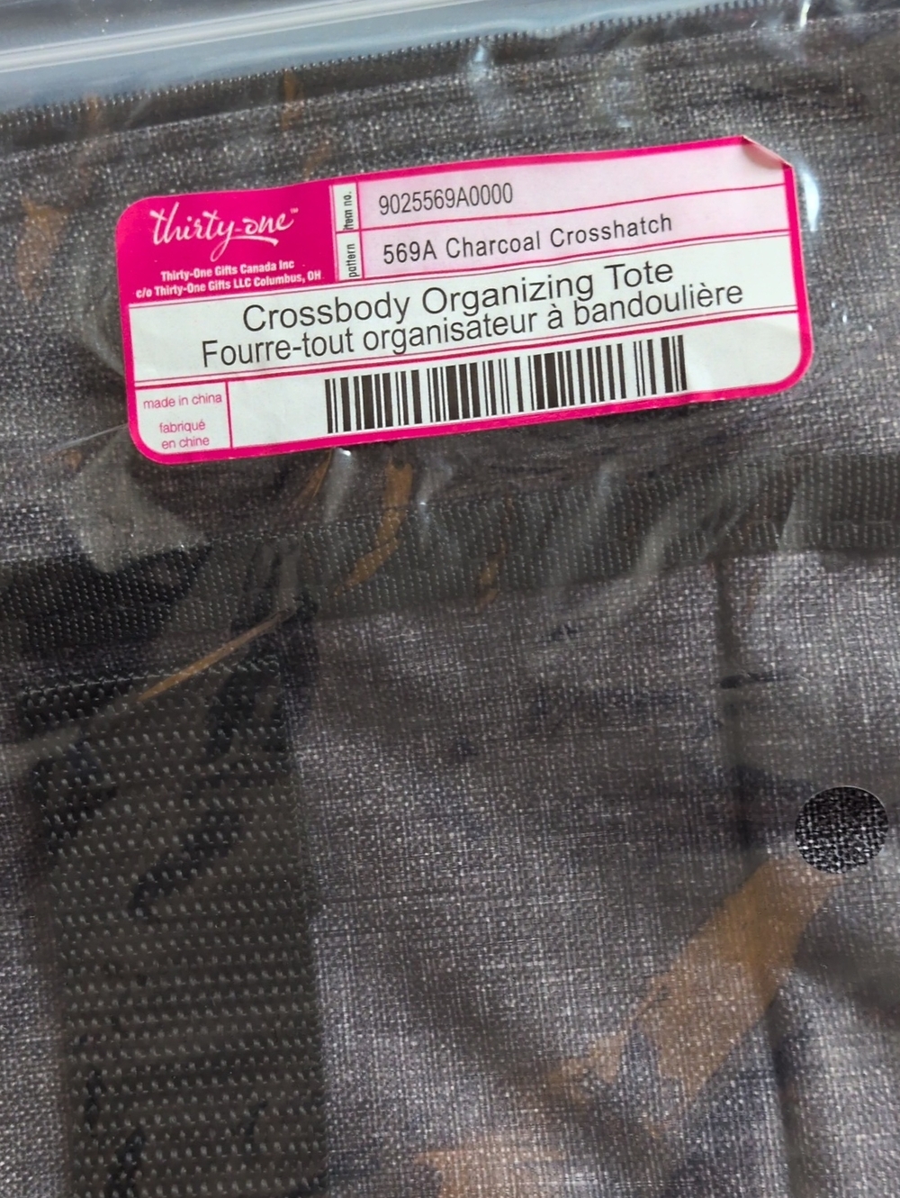 thirty-one Charcoal Crosshatch Crossbody Organizing Tote